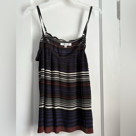 Ross-Olive Spaghetti Straps Pleat Striped Camisole Tank Top, Size: Medium - Picture 1 of 7